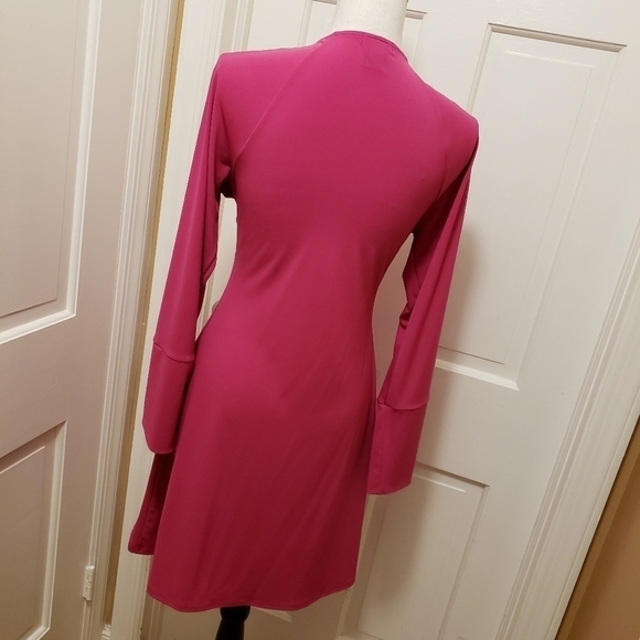 Moda International Women's Pink V-Neck Long Sleeve A-Line Pleated Dress … - Picture 5 of 12